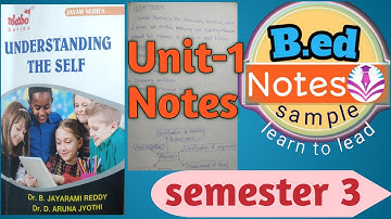 B.ed understanding the self unit -1 notes