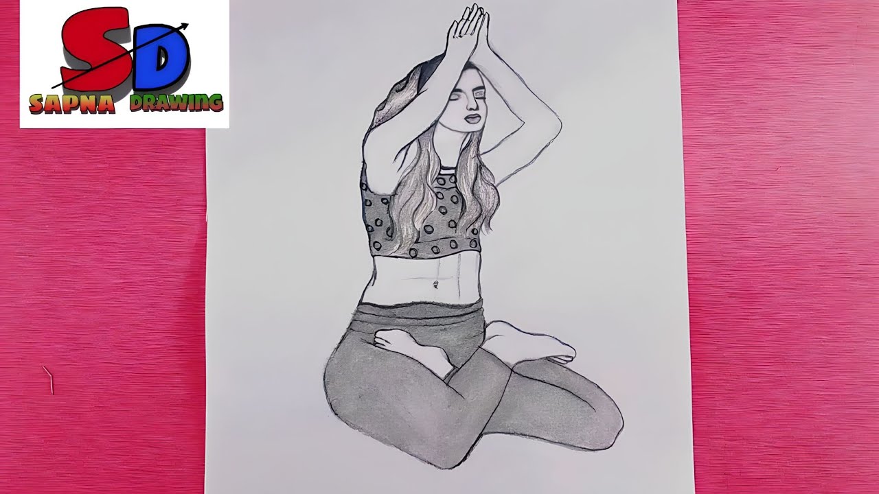 how to draw a girl doing yoga Drawing easy step by step pencil