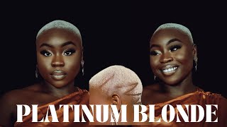 BLEACHING MY NATURAL HAIR PLATINUM BLONDE | bleaching my twa 4c hair for the first time | just araba