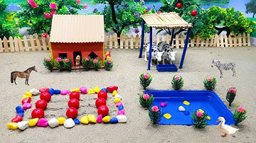 DIY mini farm model with goldfish aquarium | cow shed animals barn | mini water pump @SAMiniFarming