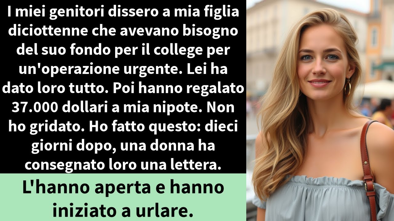 I miei genitori dissero a mia figlia diciottenne che avevano bisogno del suo fondo per il college