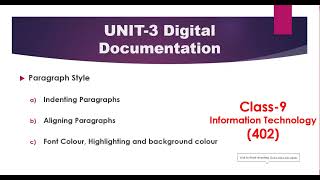 Class 9 (IT 402) || Unit-3 Digital Documentation || Paragraph Styles