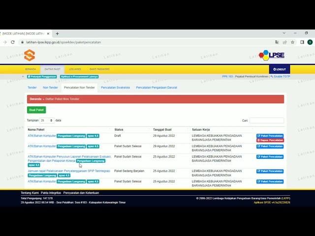 Video Tutorial Pencatatan Non Tender SPSE 4.5 class=