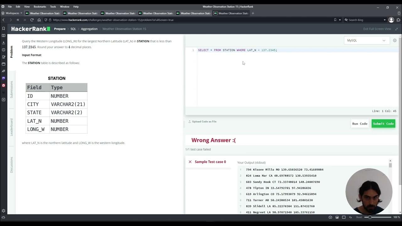 Weather Observation Station 15 SQL Aggregation HackerRank Solution