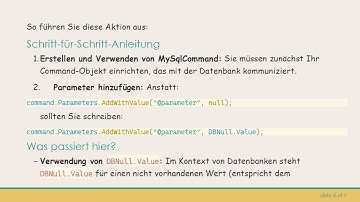 Wie man eine Spalte mit MySqlParameter in C#  bedingt auf ihren Standardwert setzt