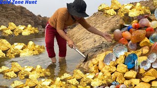 Great Finding Natural Gold, Diamond Amethyst. Diamonds, Quartz Crystal at the mountain