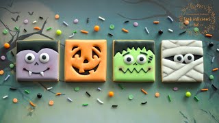 Simple &amp; Easy Square Halloween Cookies ~ 4 Easy Halloween Designs