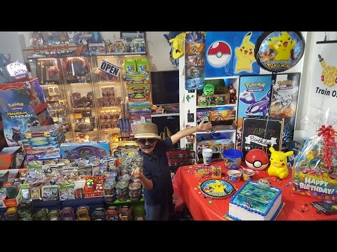 CARLS COLLECTIBLES Celebrates A POKEMON Birthday! Surprises, Presents, Booster Pack Battles & Cake!