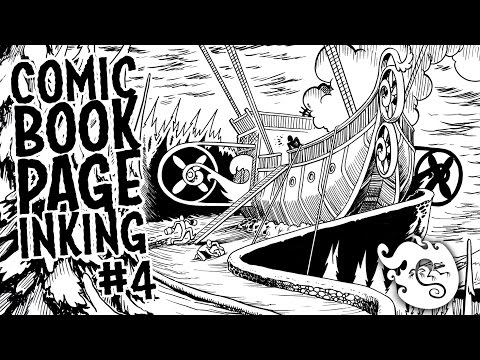 Comic Page Inking #4 - Bad Giant Hunters - Time Lapse Drawing