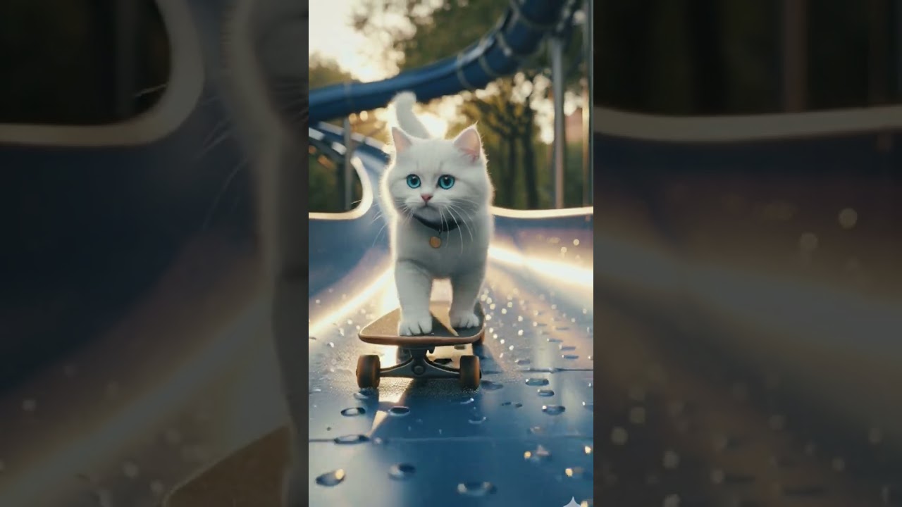 "Whiskers of Speed: Cat's Skateboard Adventure!" 