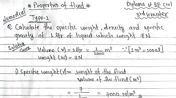 Properties of Fluid|Type-1|Nunerical of Fluid mechaics Purbanchal University TU KU PoU CTEVT Diploma