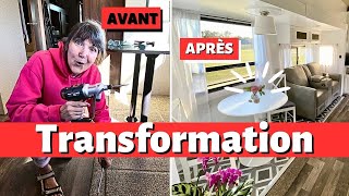 Interior renovation of our caravan/fifth wheel, before / after