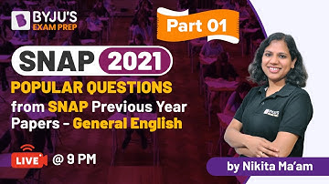 SNAP 2021 | Popular Questions from SNAP Previous Year Paper - GE | Part-1 | BYJU