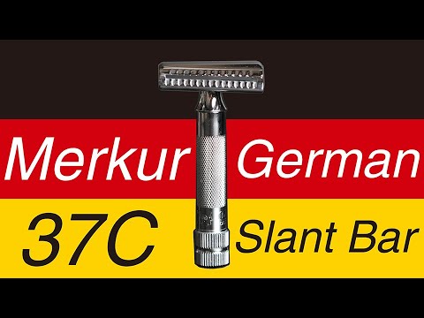 ショートハンドルのスラントバー MERKUR 37C 髭剃り - YouTube