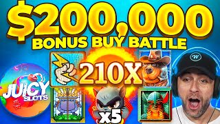 MOST INSANE $200,000 BONUS BUY BATTLE vs @JuicySlots... WINNERS TAKES ALL!! (Bonus Buys)