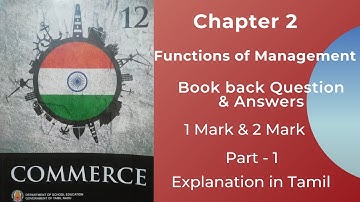TN State Board | 12 Commerce | Chapter  2 | Book back Q & A | 1 Mark & 2 Mark  | Part - 1 | Tamil