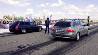 Audi A4 B5 Avant 1.8TQ vs BMW 530d E61 3.0TD xDrive 1/4 mile drag race