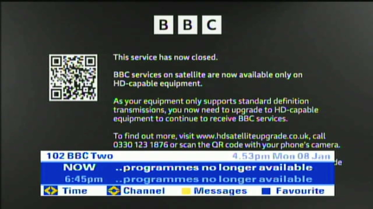 Aftermath of BBC SD closure on a Sky Digibox