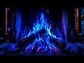 🌌 Blue Fire Fireplace in Dark Room | Peaceful Crackling Flames for Stress Relief & Relaxation