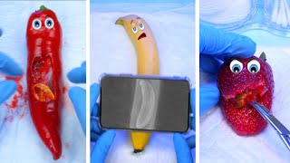 The birth of a baby in a pepper, banana and strawberry  C-section  My best operations #3