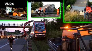 22.06.2026 - VN24 - MB UNIMOG zieht 40t Sattelzug auf der A44 bei Soest aus dem Graben