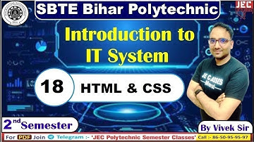 #18 Introduction to IT System SBTE Bihar Polytechnic 2nd semester HTML4, CSS || JEC