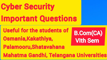 Cyber Security important Questions || BCom(C.A) || VI th Semester