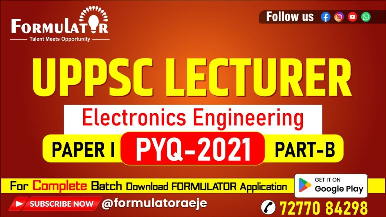 UPPSC Lecturer Electronics Engineering PYQs | Previous Year Questions with Detailed Solutions Part-B