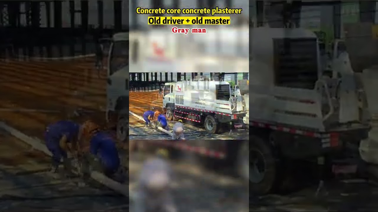 Old driver + old master = Concrete core concrete plasterer gray man 