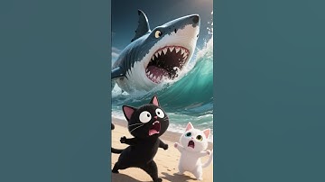 Mèo trắng dũng cảm cứu bạn khỏi cá mập xấu xa #shorts #meow #cat #ai
