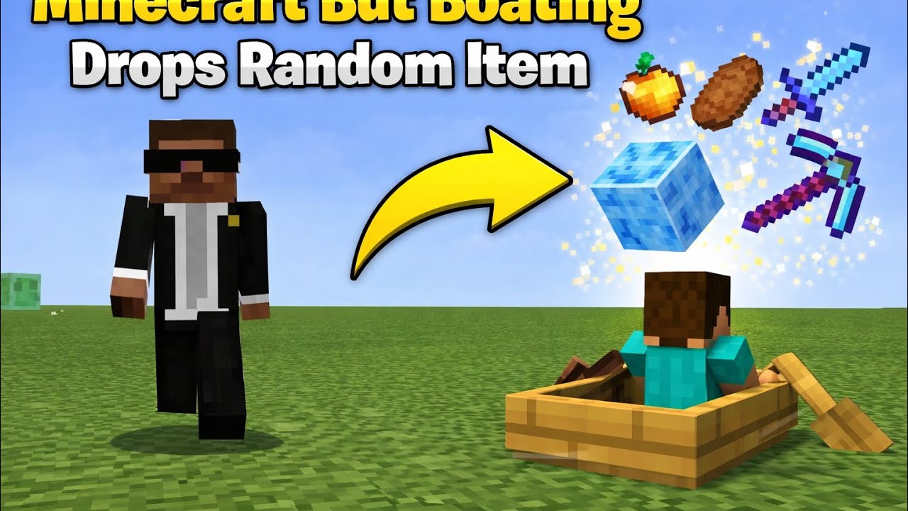 Minecraft But Boating Drops Random Items Every Second 😳 | Craziest ...