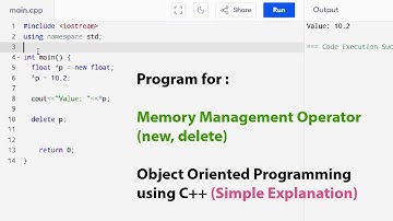 Program for Memory Management operator in cpp|  Simple Program| MSBTE OOP K Scheme| MSBTE 313304|