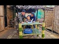 The first time i took my son hung to school  hung made a beautiful bamboo desk for his son