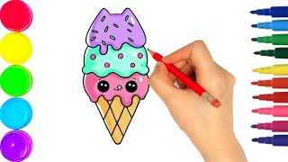 how to draw a cute kawaii ice cream | kidsdrawing #23