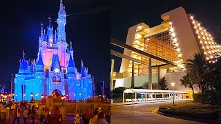 Magic Kingdom & Disney's Contemporary Resort Nighttime Walkthrough at Walt Disney World [4K POV]