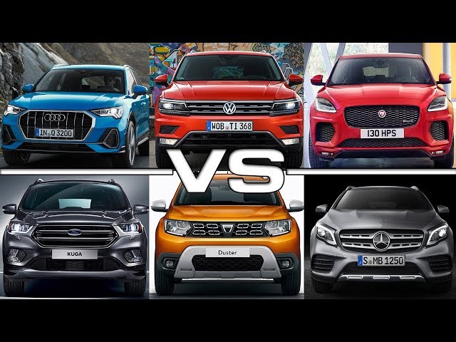 Audi Q3 vs Volkswagen Tiguan vs Jaguar E-Pace vs Ford Kuga vs Dacia Duster  vs Mercedes GLA 