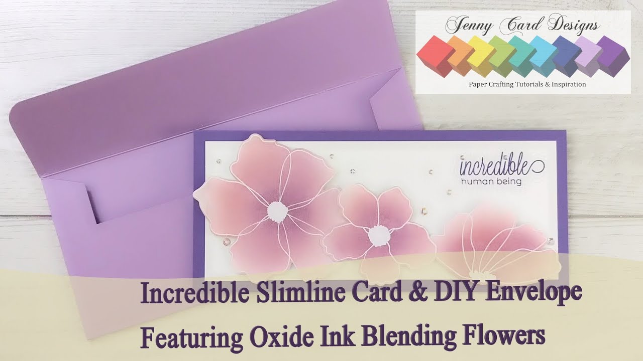 Altenew's 'Incredible' Stamp Set | DIY Slimline Card + Envelope Featuring Oxide Ink Blending Flowers