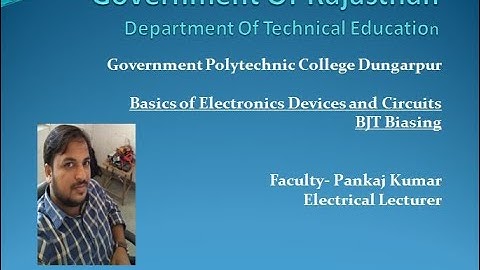 CS204 BJT Biasing and stability factors BY Pankaj Kumar GPC Dungarpur