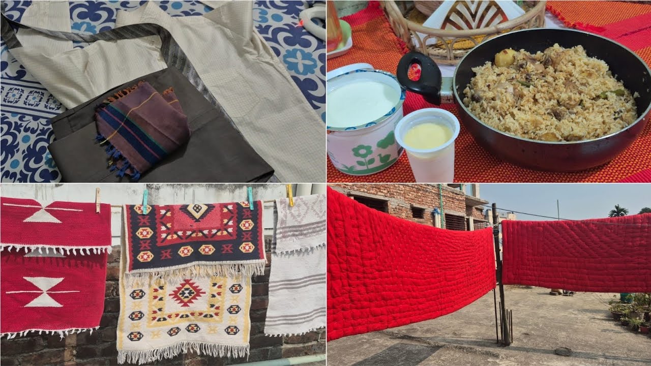 শীতকে বিদায় দেওয়ার প্রস্তুতি।দুপুরে সহজ খাবার চিকেন বিরিয়ানি🍲#dailyvlog#vubonsmom