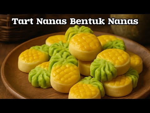 TART NANAS BENTUK NANAS VIRAL🍍 Lembut & Gebu #tartnenas #kuenastar #pineappletart #biskutraya