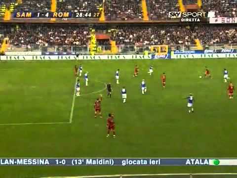 Francesco Totti sampdoria 2 - Roma 4 - Magia del capitano giallorosso