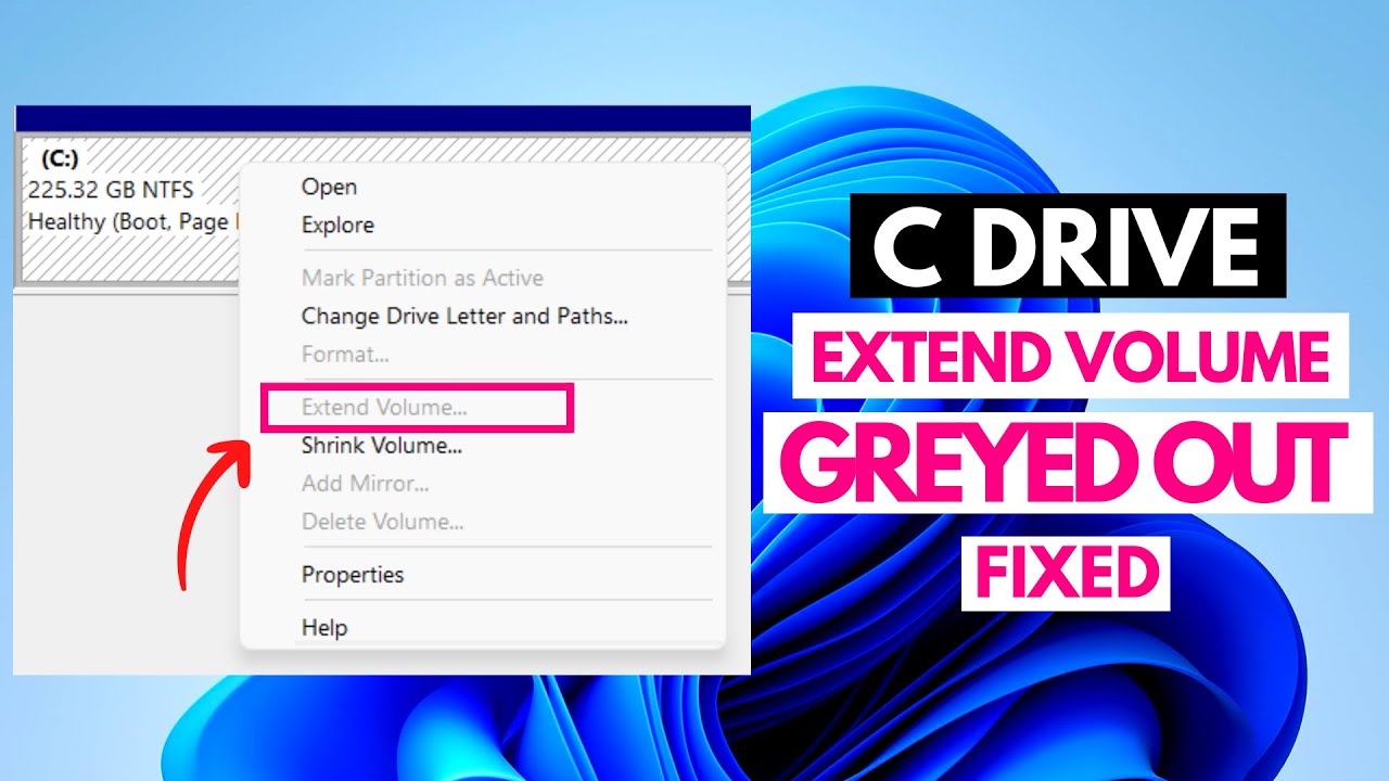  fixed c drive extend volume greyed out in windows 11 10 100 