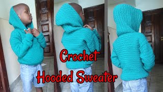 Crochet hooded male sweater with pockets//crochet hooded boy sweater 5-6 years