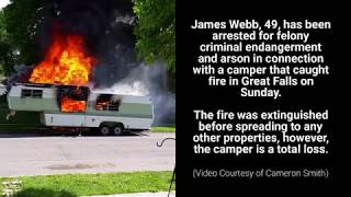 Man arrested for arson after camper fire