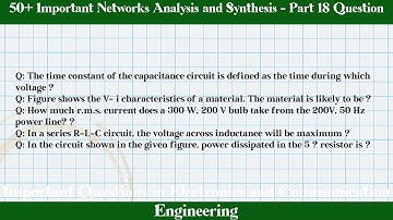 MCQ Questions Networks Analysis and Synthesis - Part 18 with Answers