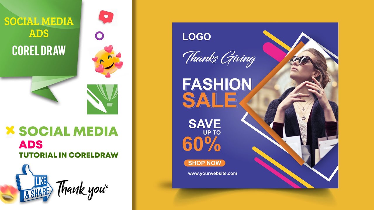 Social media post design template CorelDraw Tutorial - Adobe tutorial