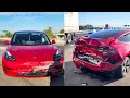 FULL SELF DRIVING TESLA REACTS IN CRASH