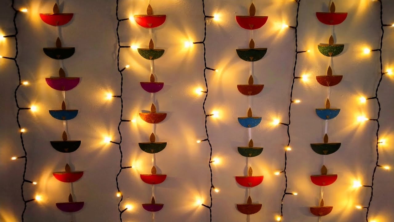 Glitter paper Diya wall hanging Diwali decorations Glitter paper Diya YouTube