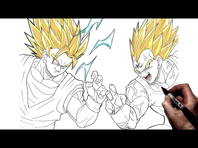 Drawing Goku Vs Vegeta Epic Fight Tolgart Youtube | Hot Sex Picture