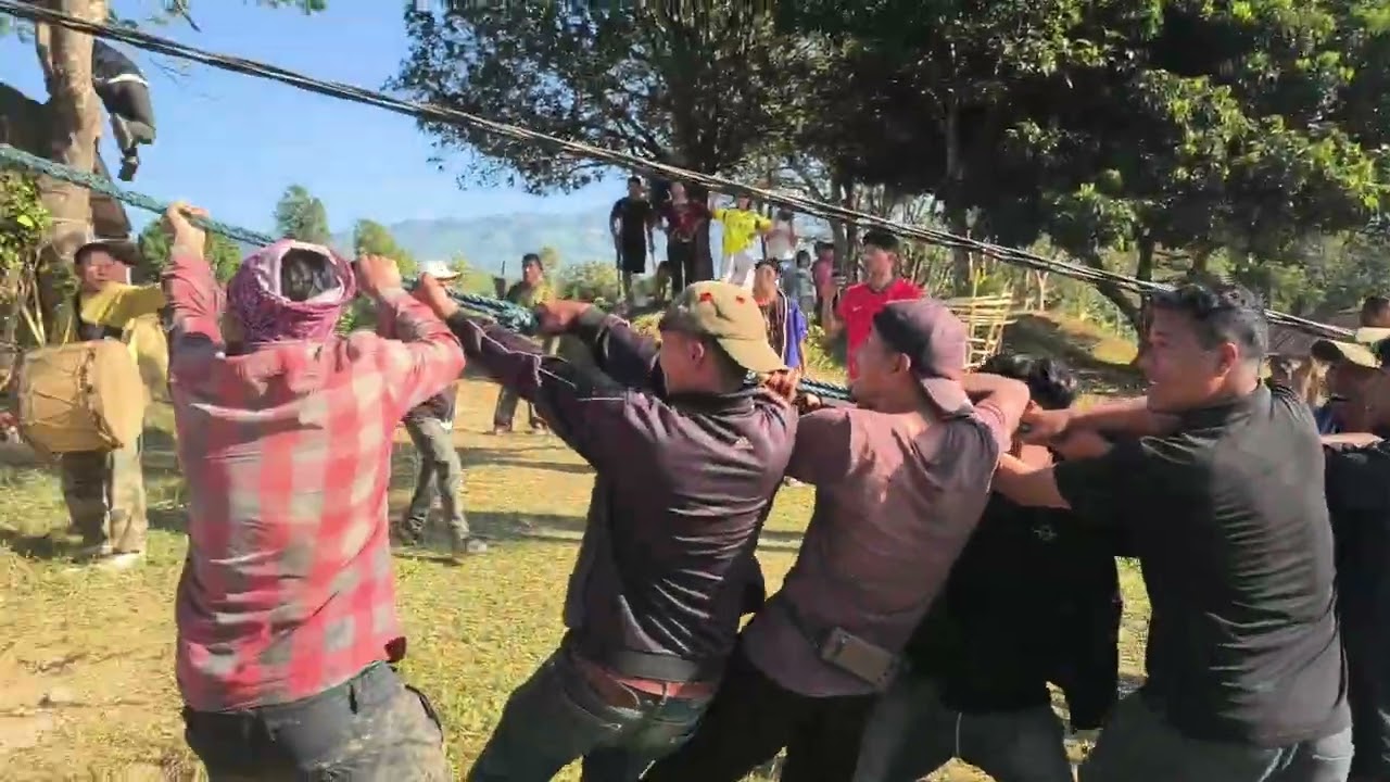 Traditional Way of lifting the jubilee stone ||hand made crank with wooden|#Thaucham baptist church.